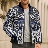 Custom Aotearoa Ngati Tuwharetoa Bomber Puffer Jacket Maori Tribal Pattern Mix Poutama