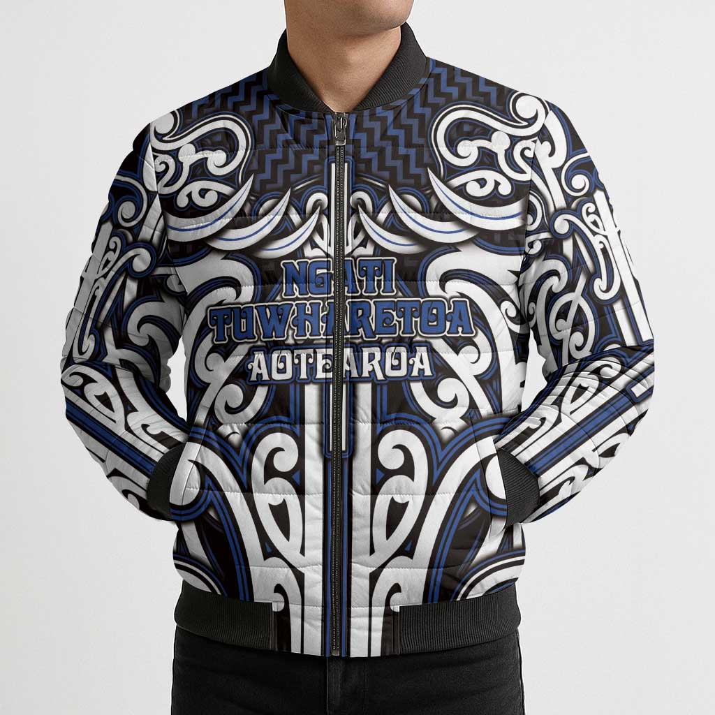 Custom Aotearoa Ngati Tuwharetoa Bomber Puffer Jacket Maori Tribal Pattern Mix Poutama