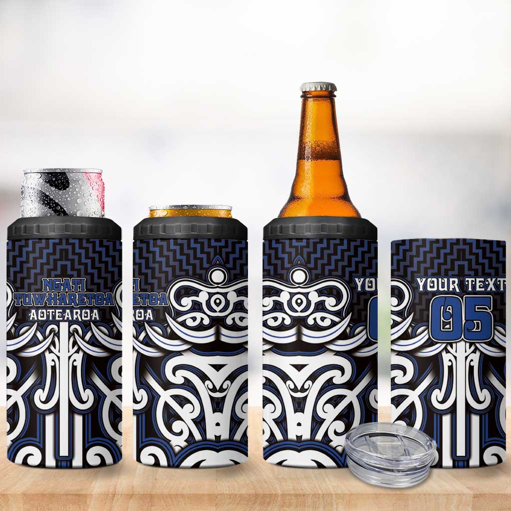Custom Aotearoa Ngati Tuwharetoa 4 in 1 Can Cooler Tumbler Maori Tribal Pattern Mix Poutama