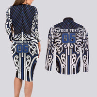 Custom Aotearoa Ngati Tuwharetoa Couples Matching Long Sleeve Bodycon Dress and Long Sleeve Button Shirt Maori Tribal Pattern Mix Poutama