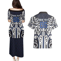 Custom Aotearoa Ngati Tuwharetoa Couples Matching Puletasi and Hawaiian Shirt Maori Tribal Pattern Mix Poutama