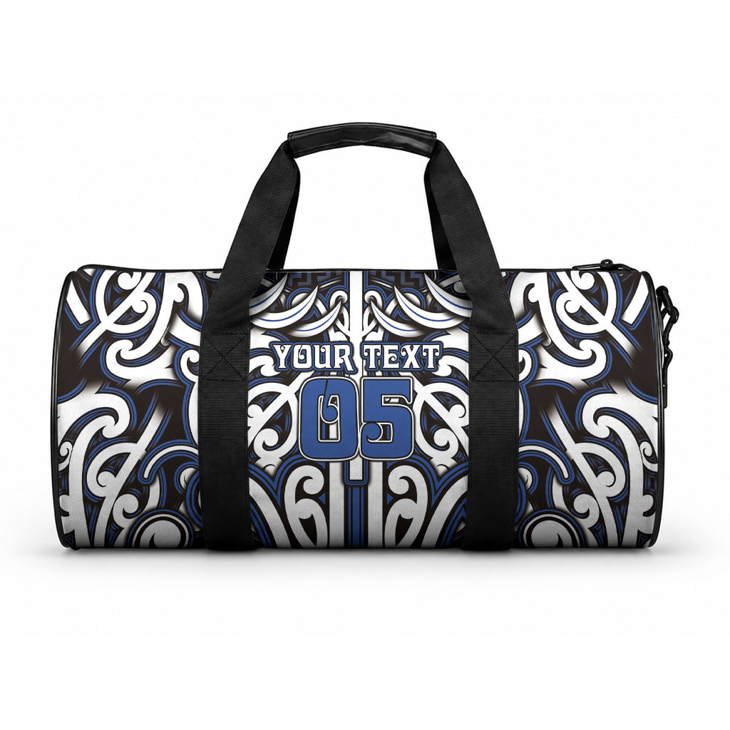 Custom Aotearoa Ngati Tuwharetoa Duffle Bag Maori Tribal Pattern Mix Poutama LT05 One size Navy - Polynesian Pride