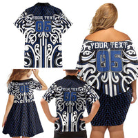 Custom Aotearoa Ngati Tuwharetoa Family Matching Off Shoulder Short Dress and Hawaiian Shirt Maori Tribal Pattern Mix Poutama LT05 - Polynesian Pride