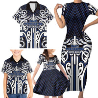 Custom Aotearoa Ngati Tuwharetoa Family Matching Short Sleeve Bodycon Dress and Hawaiian Shirt Maori Tribal Pattern Mix Poutama LT05 - Polynesian Pride