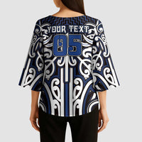 Custom Aotearoa Ngati Tuwharetoa Kimono Sleeve Blouse Maori Tribal Pattern Mix Poutama