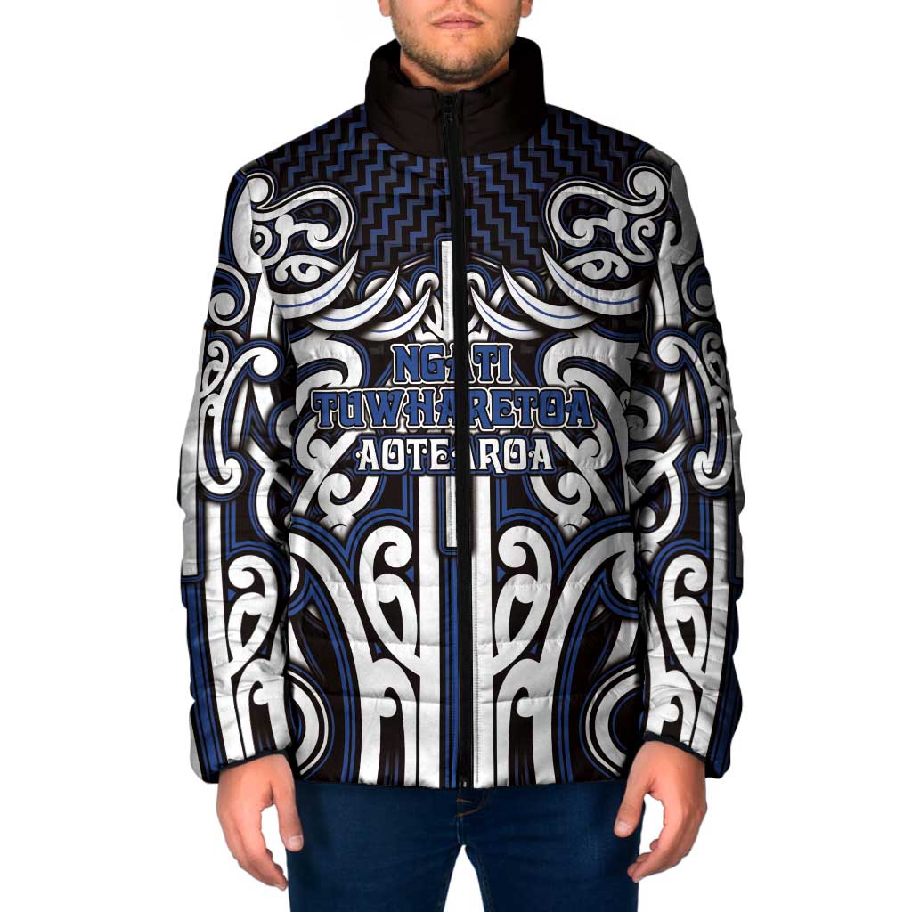 Custom Aotearoa Ngati Tuwharetoa Padded Jacket Maori Tribal Pattern Mix Poutama