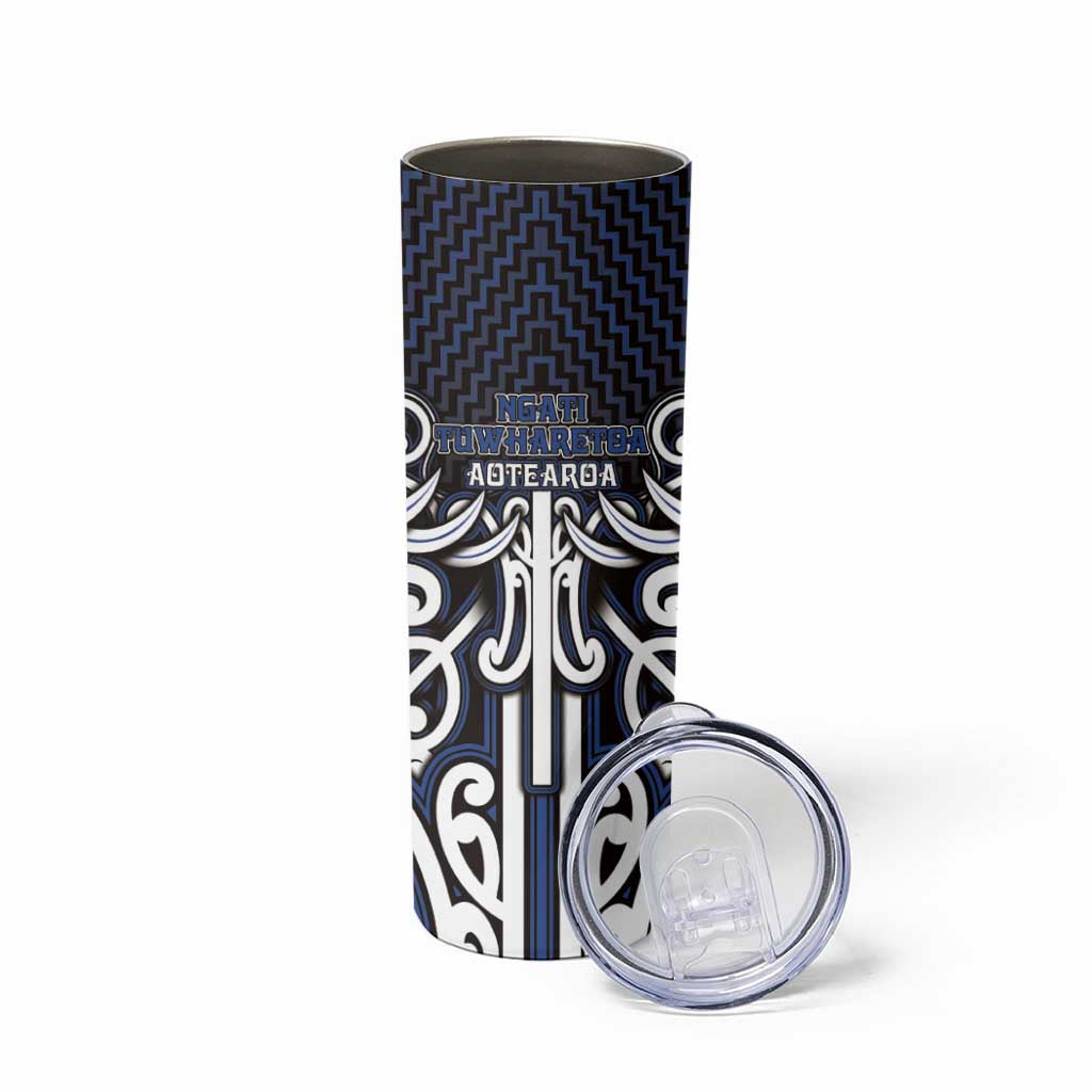 Custom Aotearoa Ngati Tuwharetoa Skinny Tumbler Maori Tribal Pattern Mix Poutama
