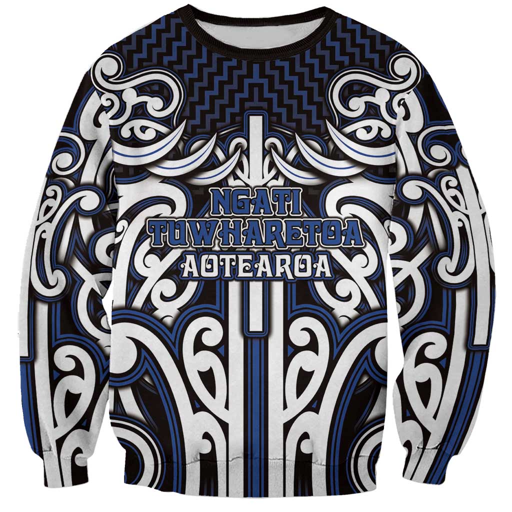 Custom Aotearoa Ngati Tuwharetoa Sweatshirt Maori Tribal Pattern Mix Poutama