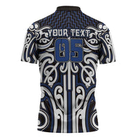 Custom Aotearoa Ngati Tuwharetoa Zipper Polo Shirt Maori Tribal Pattern Mix Poutama