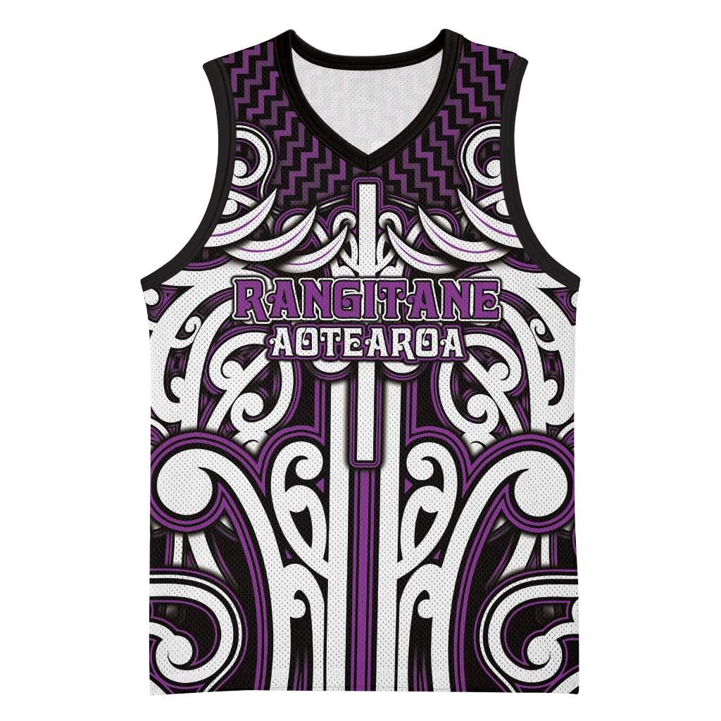 Custom Aotearoa Rangitane Basketball Jersey Maori Tribal Pattern Mix Poutama