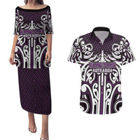 Custom Aotearoa Rangitane Couples Matching Puletasi and Hawaiian Shirt Maori Tribal Pattern Mix Poutama