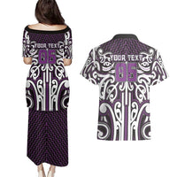 Custom Aotearoa Rangitane Couples Matching Puletasi and Hawaiian Shirt Maori Tribal Pattern Mix Poutama