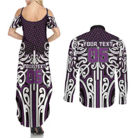 Custom Aotearoa Rangitane Couples Matching Summer Maxi Dress and Long Sleeve Button Shirt Maori Tribal Pattern Mix Poutama