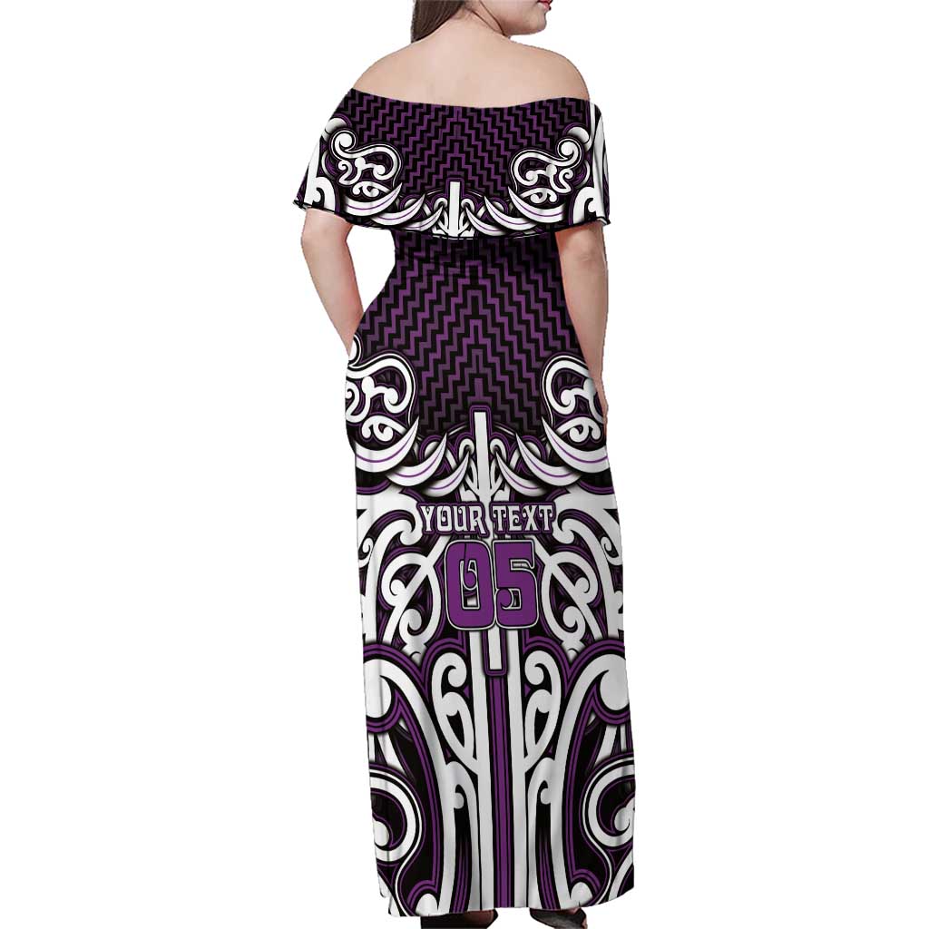 Custom Aotearoa Rangitane Family Matching Off Shoulder Maxi Dress and Hawaiian Shirt Maori Tribal Pattern Mix Poutama