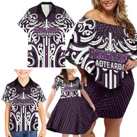 Custom Aotearoa Rangitane Family Matching Off Shoulder Short Dress and Hawaiian Shirt Maori Tribal Pattern Mix Poutama LT05 - Polynesian Pride