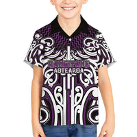 Custom Aotearoa Rangitane Kid Hawaiian Shirt Maori Tribal Pattern Mix Poutama