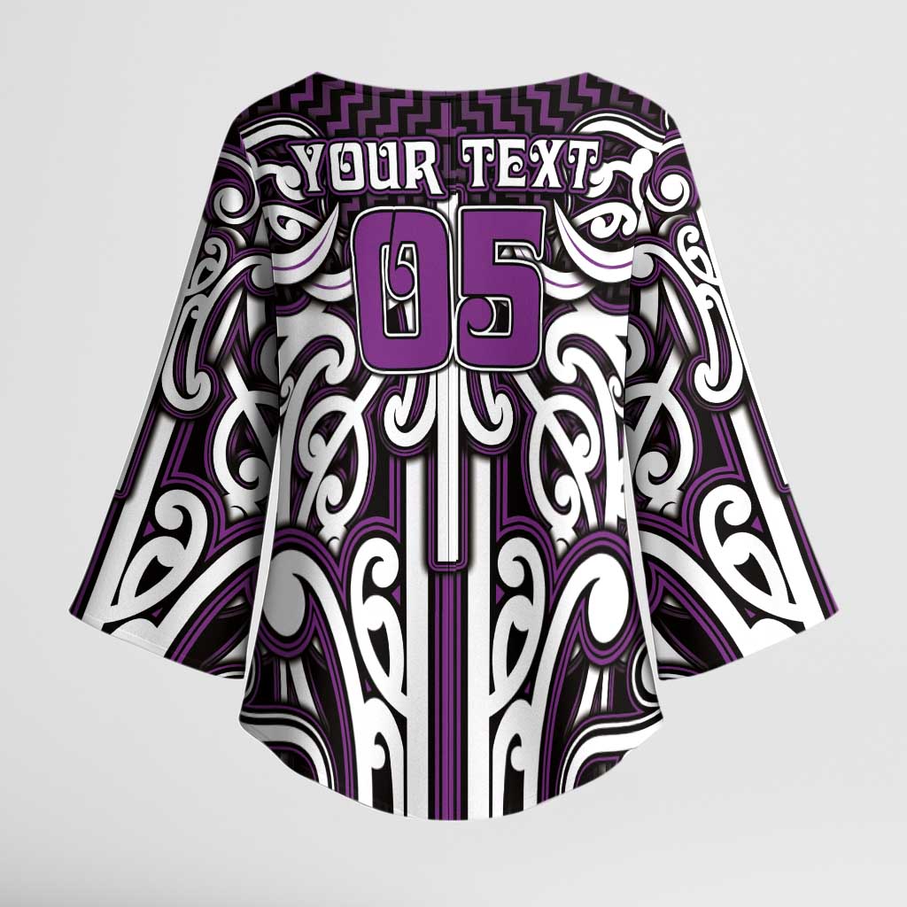 Custom Aotearoa Rangitane Kimono Sleeve Blouse Maori Tribal Pattern Mix Poutama