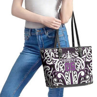Custom Aotearoa Rangitane Leather Tote Bag Maori Tribal Pattern Mix Poutama