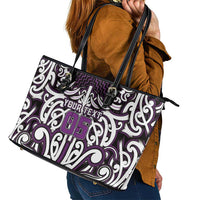 Custom Aotearoa Rangitane Leather Tote Bag Maori Tribal Pattern Mix Poutama