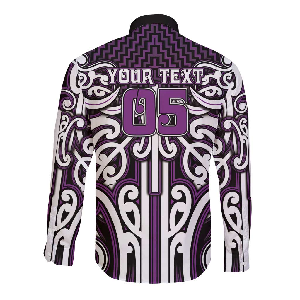 Custom Aotearoa Rangitane Long Sleeve Button Shirt Maori Tribal Pattern Mix Poutama