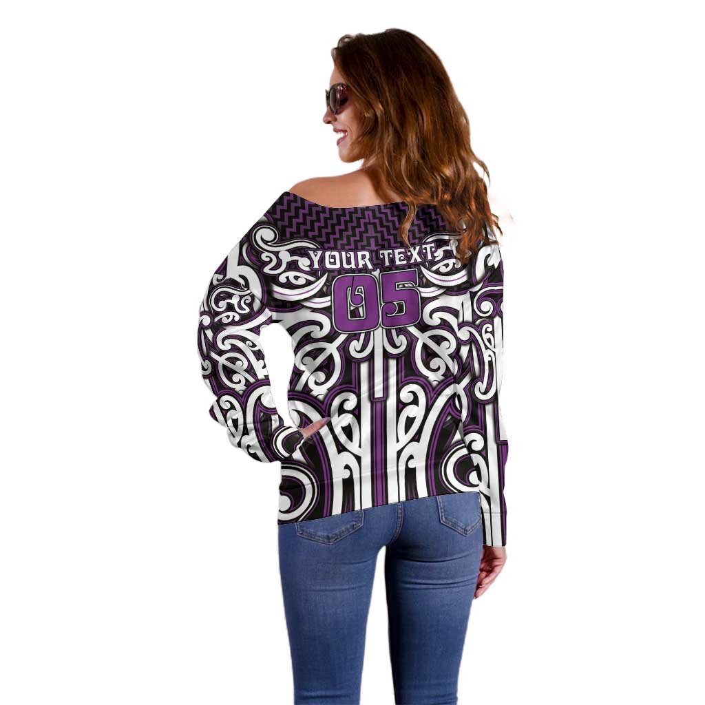 Custom Aotearoa Rangitane Off Shoulder Sweater Maori Tribal Pattern Mix Poutama