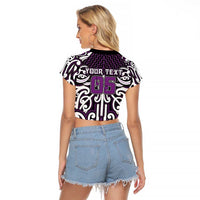 Custom Aotearoa Rangitane Raglan Cropped T Shirt Maori Tribal Pattern Mix Poutama