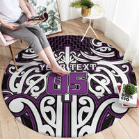 Custom Aotearoa Rangitane Round Carpet Maori Tribal Pattern Mix Poutama