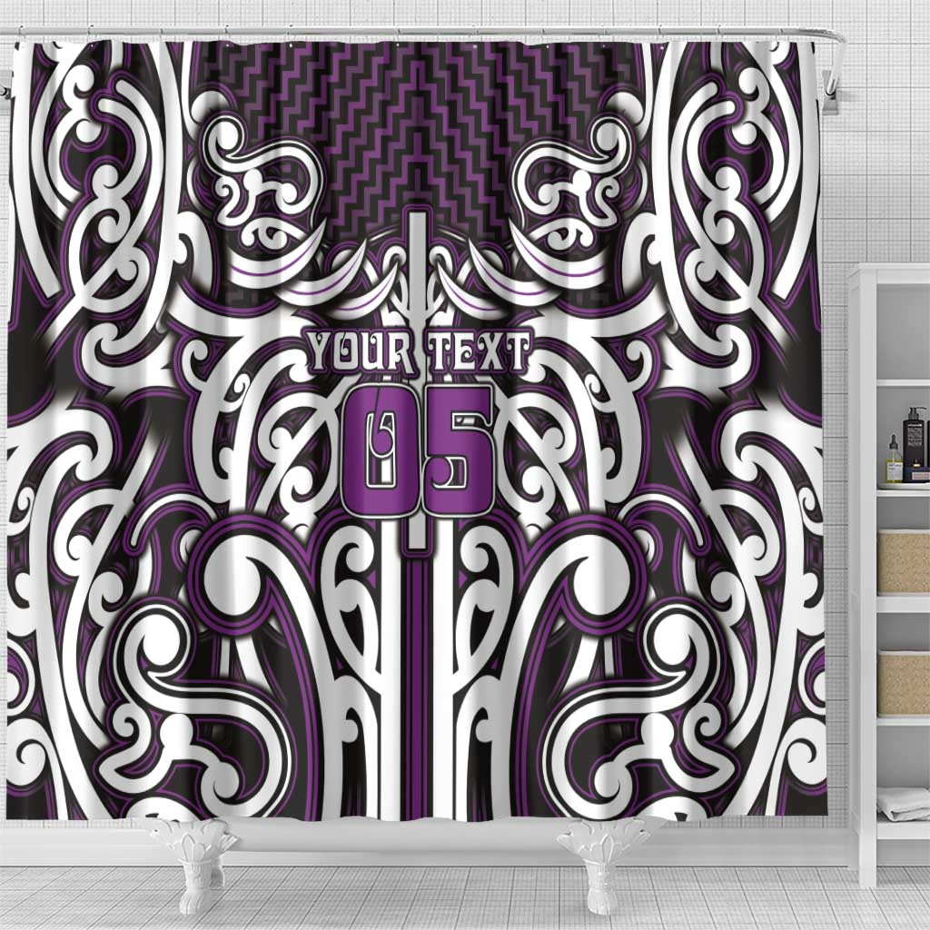 Custom Aotearoa Rangitane Shower Curtain Maori Tribal Pattern Mix Poutama