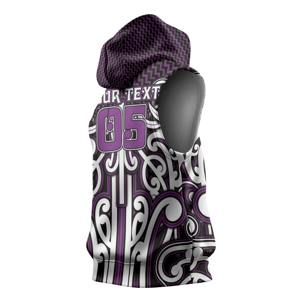 Custom Aotearoa Rangitane Sleeveless Hoodie Maori Tribal Pattern Mix Poutama