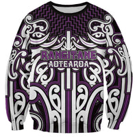 Custom Aotearoa Rangitane Sweatshirt Maori Tribal Pattern Mix Poutama