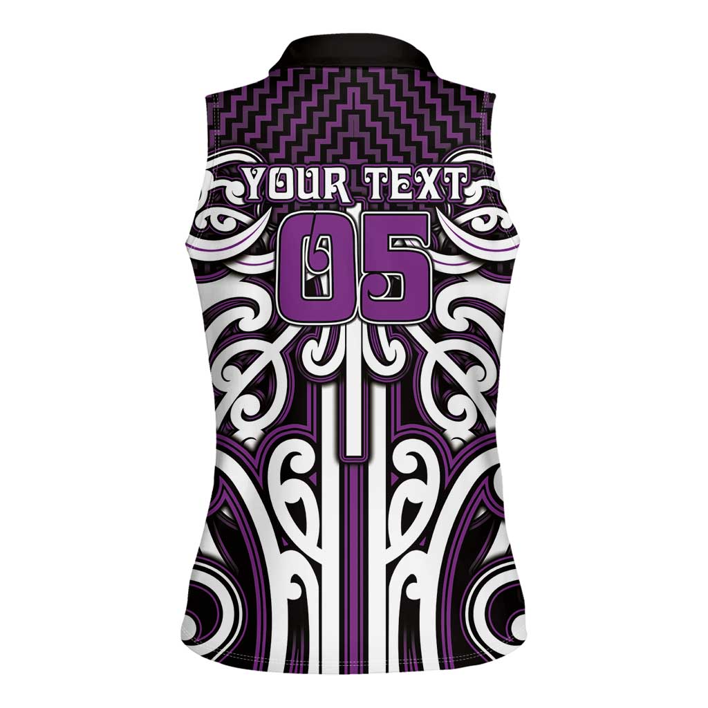 Custom Aotearoa Rangitane Women Sleeveless Polo Shirt Maori Tribal Pattern Mix Poutama