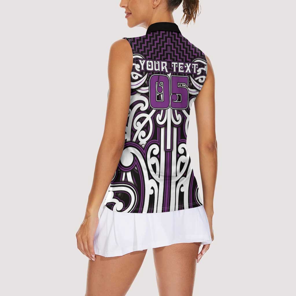 Custom Aotearoa Rangitane Women Sleeveless Polo Shirt Maori Tribal Pattern Mix Poutama