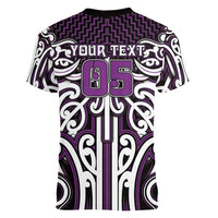Custom Aotearoa Rangitane Women V-Neck T-Shirt Maori Tribal Pattern Mix Poutama