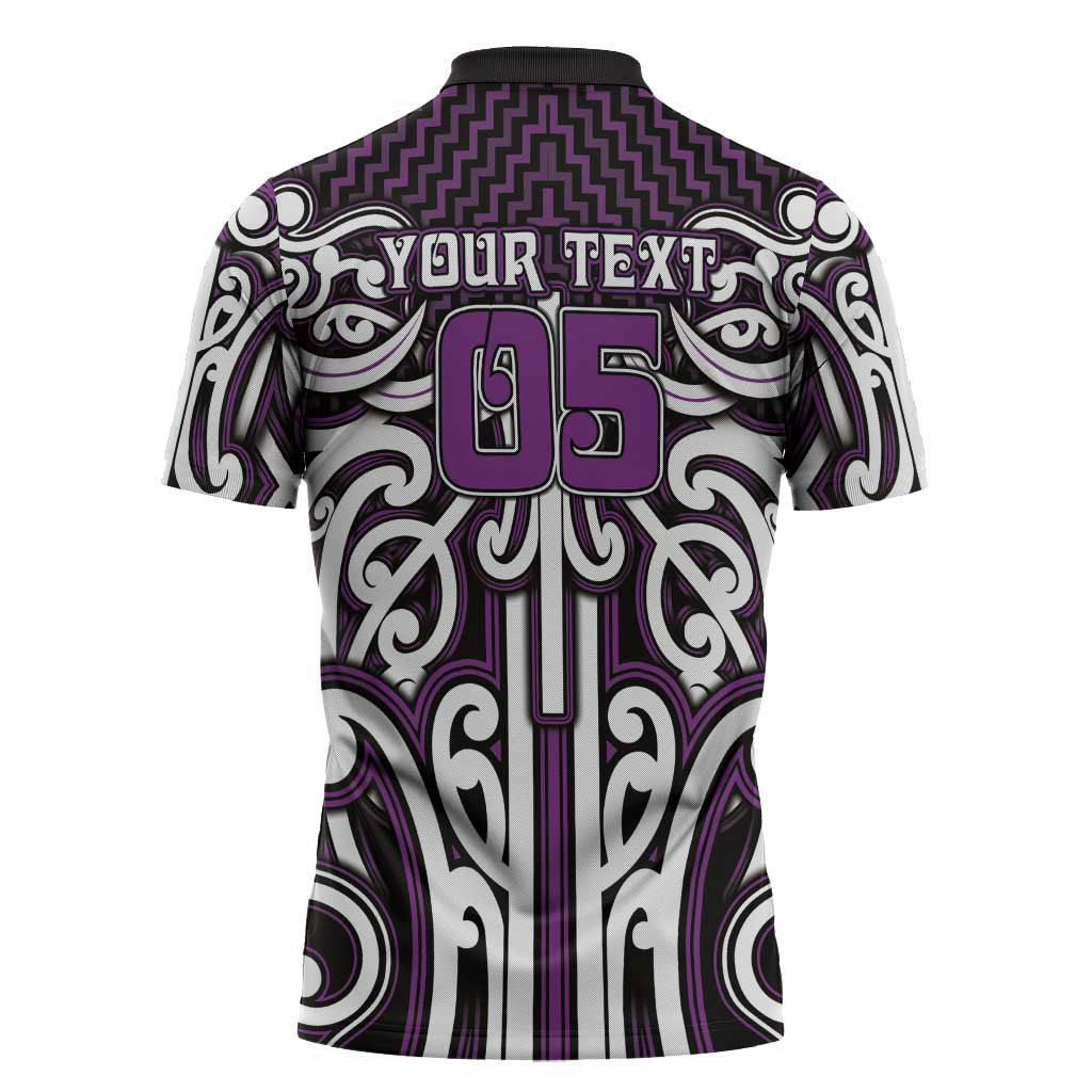 Custom Aotearoa Rangitane Zipper Polo Shirt Maori Tribal Pattern Mix Poutama