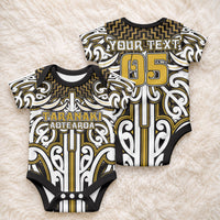 Custom Aotearoa Taranaki Baby Onesie Maori Tribal Pattern Mix Poutama LT05 - Polynesian Pride