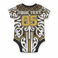 Custom Aotearoa Taranaki Baby Onesie Maori Tribal Pattern Mix Poutama LT05 - Polynesian Pride