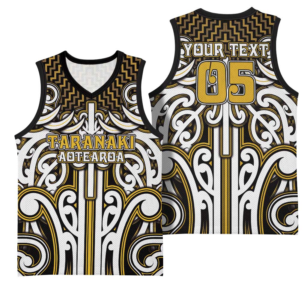 Custom Aotearoa Taranaki Basketball Jersey Maori Tribal Pattern Mix Poutama