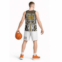 Custom Aotearoa Taranaki Basketball Jersey Maori Tribal Pattern Mix Poutama