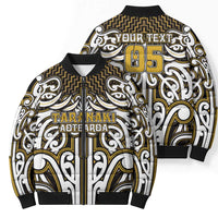 Custom Aotearoa Taranaki Bomber Puffer Jacket Maori Tribal Pattern Mix Poutama