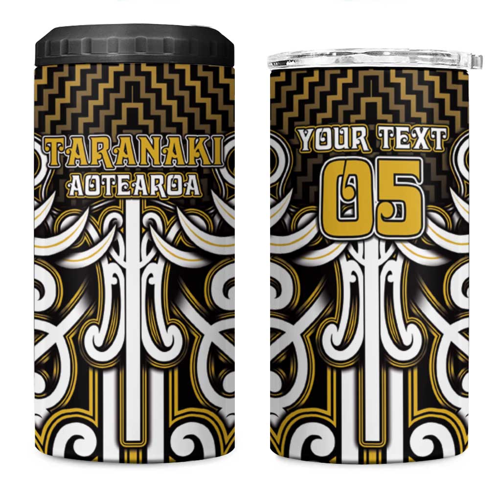 Custom Aotearoa Taranaki 4 in 1 Can Cooler Tumbler Maori Tribal Pattern Mix Poutama