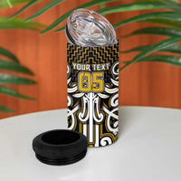 Custom Aotearoa Taranaki 4 in 1 Can Cooler Tumbler Maori Tribal Pattern Mix Poutama