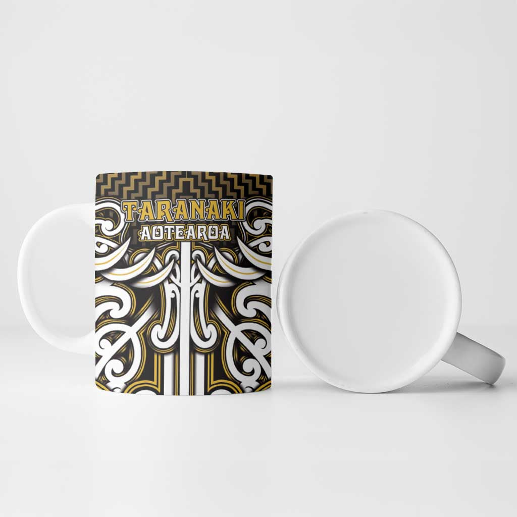 Custom Aotearoa Taranaki Ceramic Mug Maori Tribal Pattern Mix Poutama