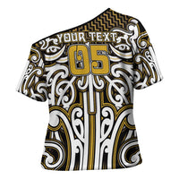 Custom Aotearoa Taranaki Cross Shoulder Shirt Maori Tribal Pattern Mix Poutama