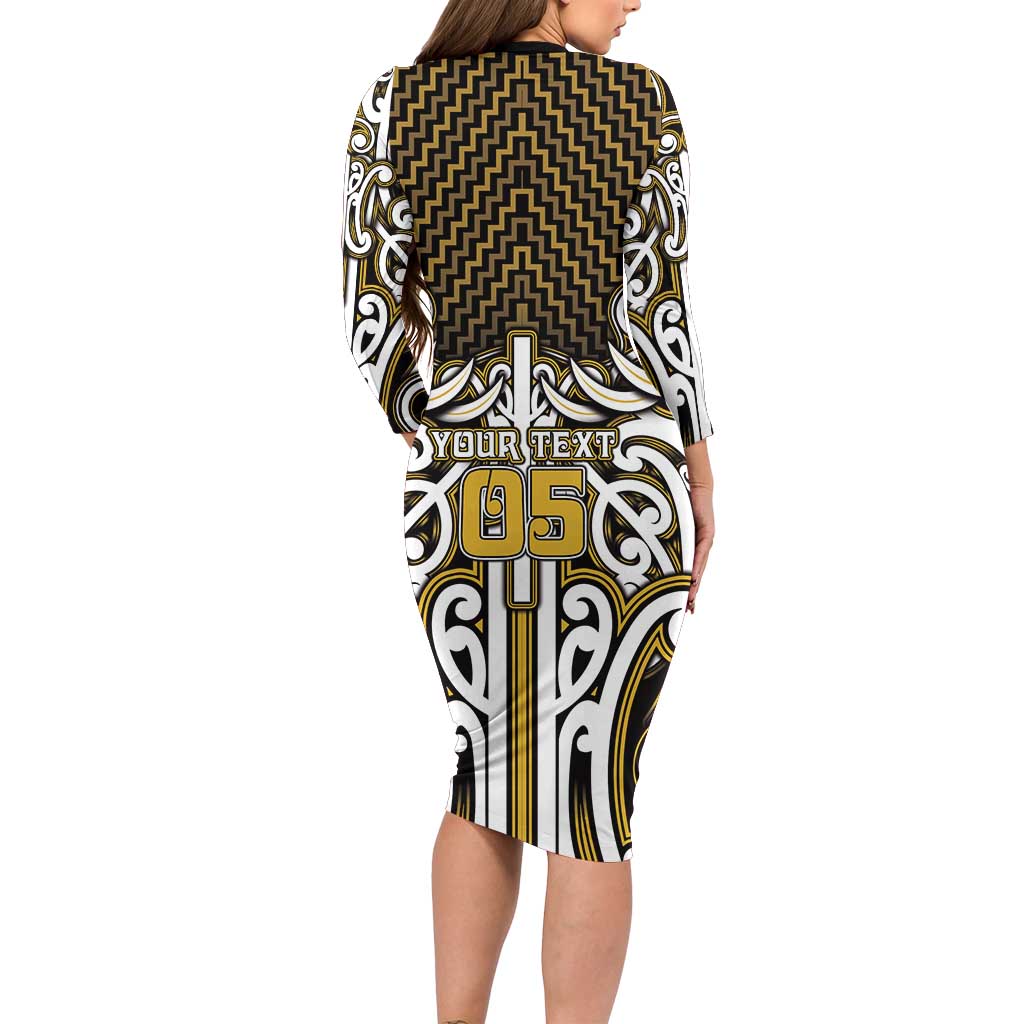 Custom Aotearoa Taranaki Family Matching Long Sleeve Bodycon Dress and Hawaiian Shirt Maori Tribal Pattern Mix Poutama LT05 - Polynesian Pride