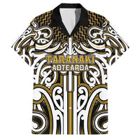 Custom Aotearoa Taranaki Family Matching Off Shoulder Maxi Dress and Hawaiian Shirt Maori Tribal Pattern Mix Poutama