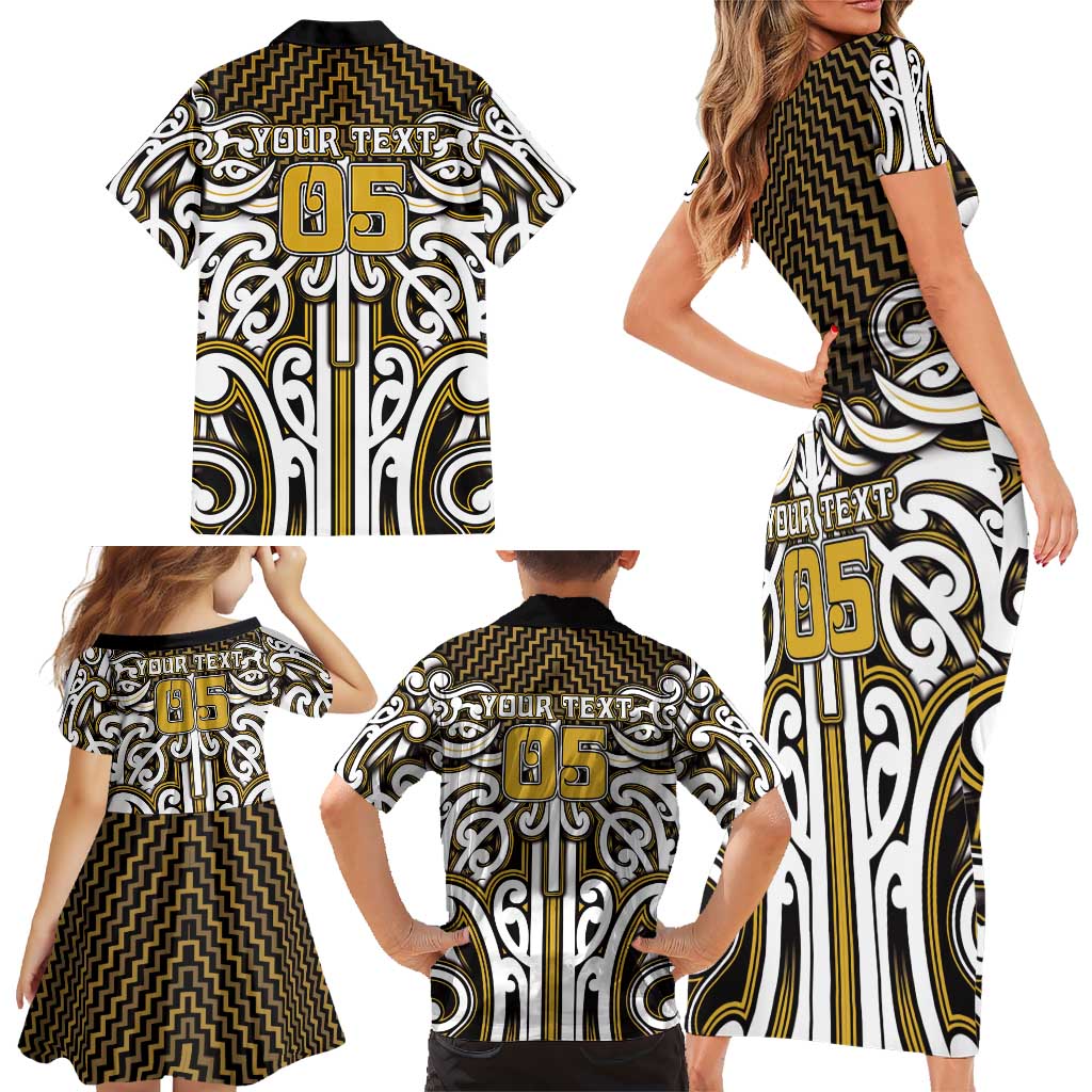 Custom Aotearoa Taranaki Family Matching Short Sleeve Bodycon Dress and Hawaiian Shirt Maori Tribal Pattern Mix Poutama LT05 - Polynesian Pride