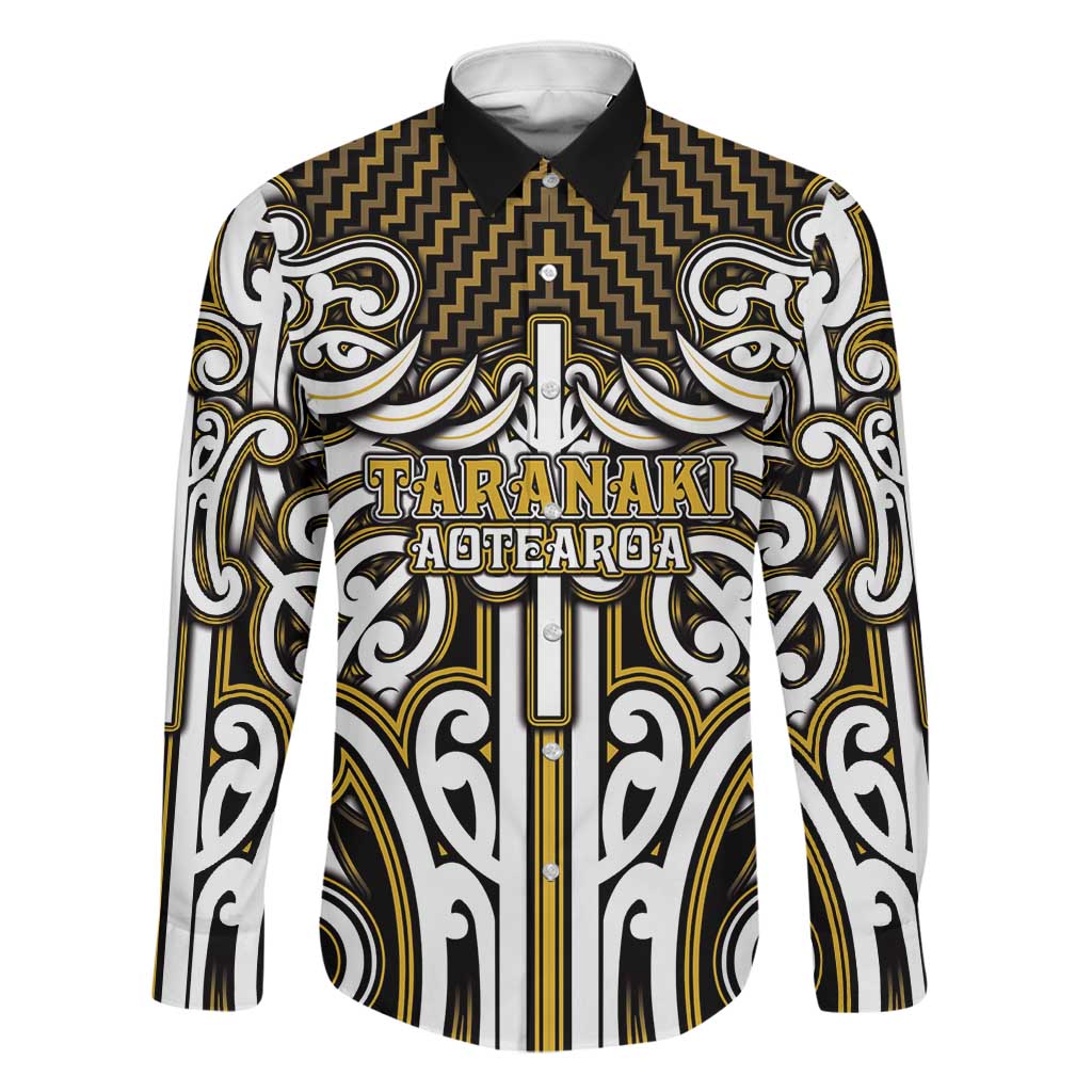 Custom Aotearoa Taranaki Family Matching Tank Maxi Dress and Hawaiian Shirt Maori Tribal Pattern Mix Poutama LT05 Dad's Shirt - Long Sleeve Yellow - Polynesian Pride