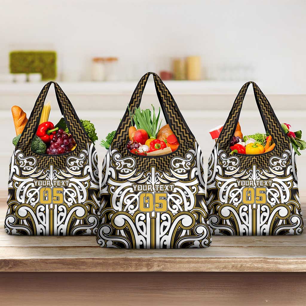 Custom Aotearoa Taranaki Grocery Bag Maori Tribal Pattern Mix Poutama