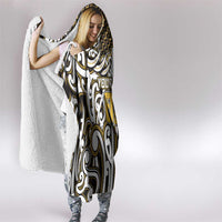 Custom Aotearoa Taranaki Hooded Blanket Maori Tribal Pattern Mix Poutama