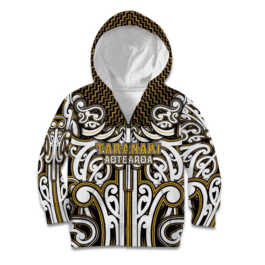 Custom Aotearoa Taranaki Kid Hoodie Maori Tribal Pattern Mix Poutama